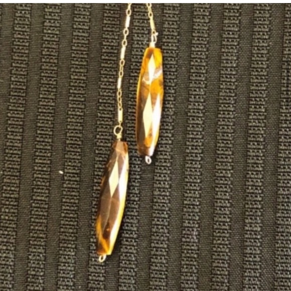 Erin Gallagher Tigers Eye Gold Tone Metal Chain Detail Jewelry Set - Picture 5 of 12